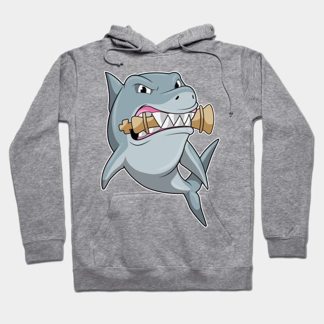 Shark at Chess with Chess piece King Hoodie by Markus Schnabel